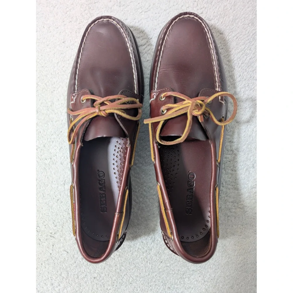 NEW! Sebago Dockside Portland Waxed Shoes Men 11.5‎ Brown Leather Loafer $200
